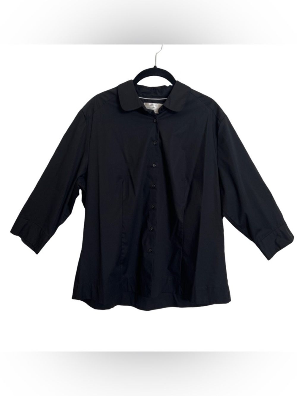 Womens Ladies Riders by Lee black button down 3/3 sleeve top SZ XL X-Large
